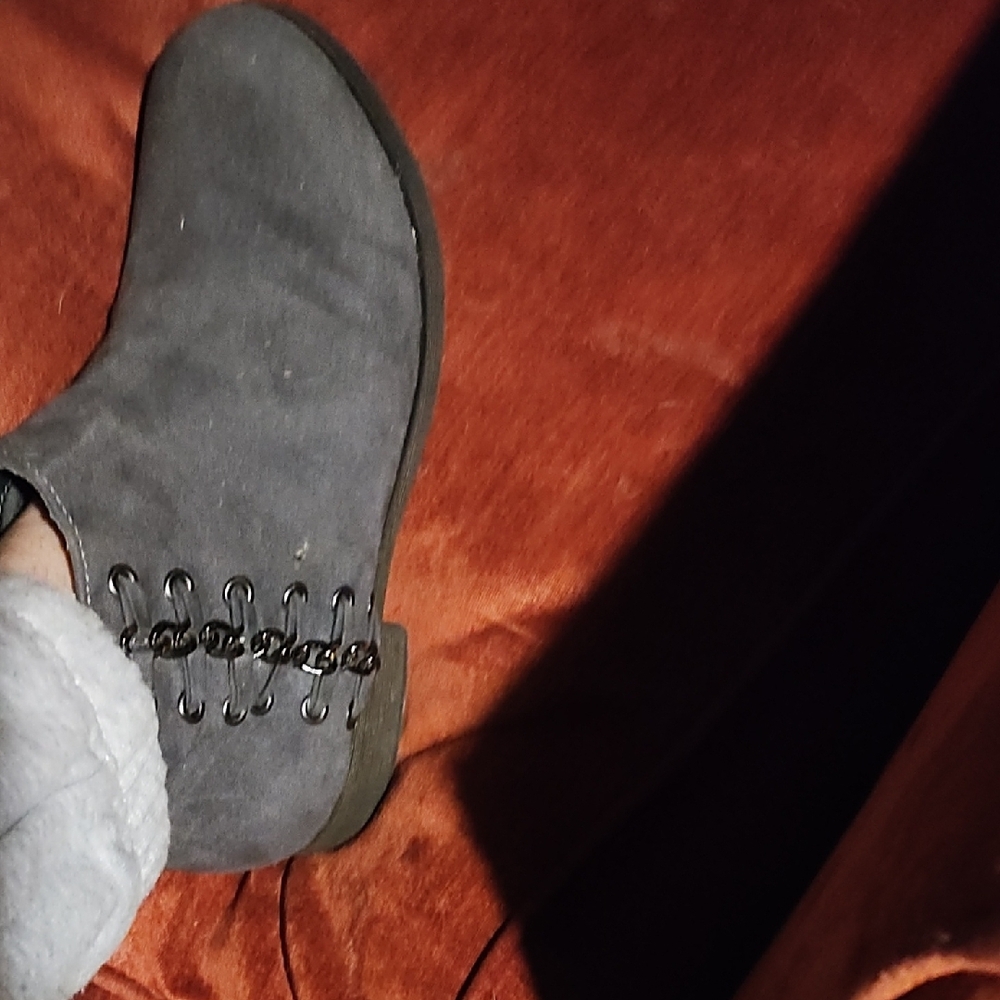 Gray Ankle Boots with Chain Detail